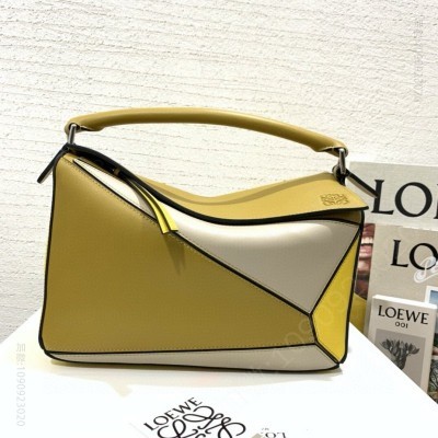 罗意威女包 LOEWE罗意威 Puzzle Bag 中号罗意威几何包 黄配白色 原单罗意威女包