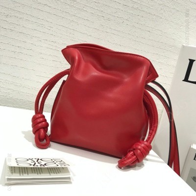 罗意威女包 Loewe MINI FLAMENCO KNOT绳结系列手拿包 红色 原单罗意威女包