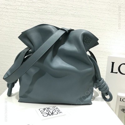 罗意威女包 Loewe FLAMENCO绳结系列手拿包 雾霾蓝 原单罗意威女包