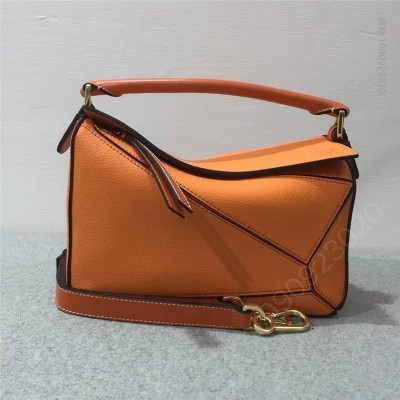 罗意威女包 LOEWE罗意威 Puzzle Small Bag 几何形拼接 单肩手提包 橙色 原单罗意威女包