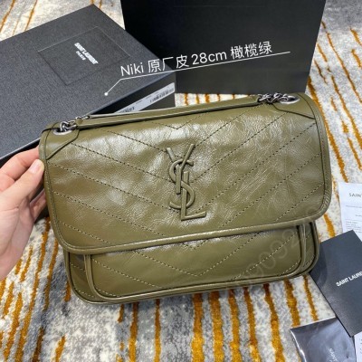 迪圣罗兰女包 YSL圣罗兰 Niki medium 28中号 进口原厂皮 橄榄绿 原单圣罗兰包包