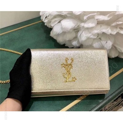 圣罗兰 YSL圣罗兰 最新材质 钻石纹 金属皮 星扣 链条包 金色 原单圣罗兰女包
