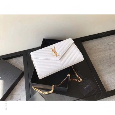 圣罗兰包包 YSL 进口鱼子酱皮 圣罗兰 真皮链式皮夹 白色金饰 原单圣罗兰...