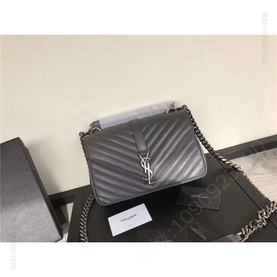 圣罗兰包包 圣罗兰 YSL女包 圣罗兰手拿包 纯手工女包 YSL小牛皮包 灰色 原单圣罗兰女包