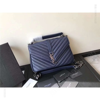 圣罗兰包包 圣罗兰 YSL女包 圣罗兰手拿包 纯手工女包 YSL小牛皮包 蓝色 原单圣罗兰女包