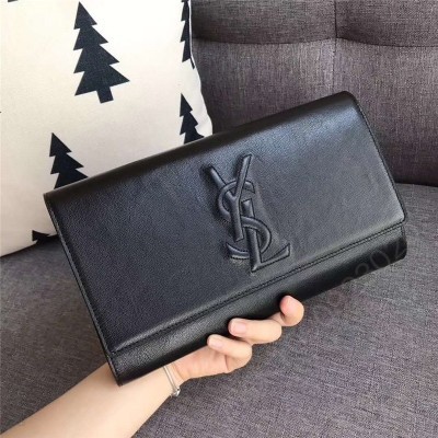 圣罗兰包包 圣罗兰 SLP女包 浮雕刺绣 圣罗兰手拿包 进品小羊皮 黑色 原单圣罗兰女包