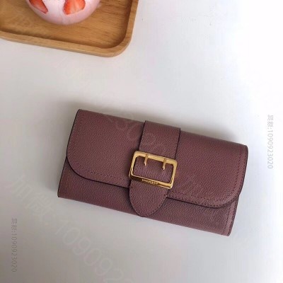 Burberry新款 巴宝莉钱包 皮革 长款钱夹 山羊纹小牛皮 深藕色
