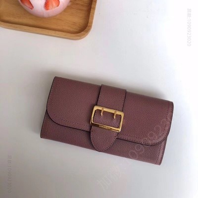 Burberry新款 巴宝莉钱包 皮革 长款钱夹 山羊纹小牛皮 深藕色