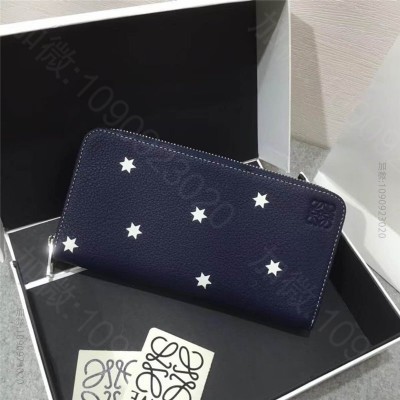 3573 Loewe罗意威 全新stars系列 皮革 拉链钱夹 藏蓝色