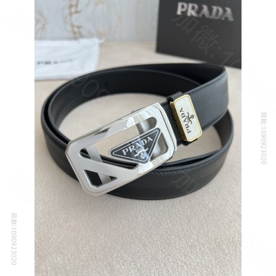 普拉达皮带 PRADA男士腰带 经典亚克力纯钢材质自动扣
