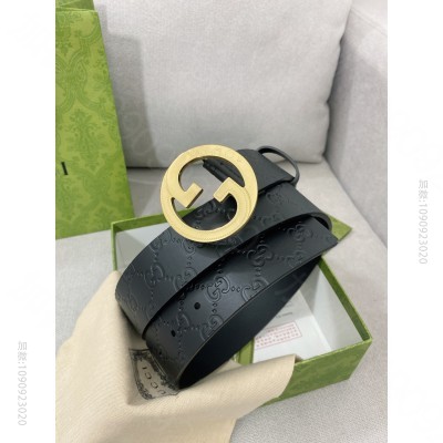 Gucci 高端定制男士顶级皮带金扣皮带
