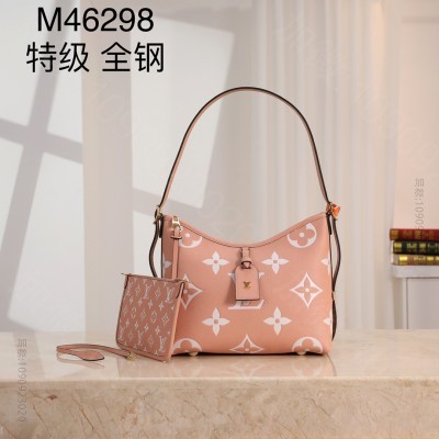 路易威登 M46298 CARRYALL LV小号手袋 粉色压花