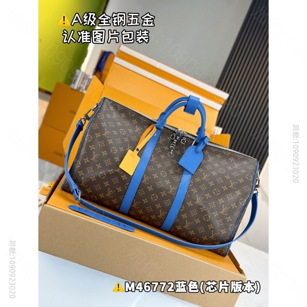 LV旅行袋 蓝色 原厂全钢 M46772 KEEPALL BANDOULIÈ...