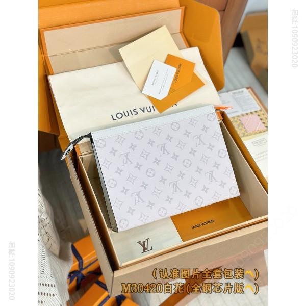 LV旅行收納袋 M30423 白花 A级全钢 变码芯片 Pochette Voyage MM 路易威登手包