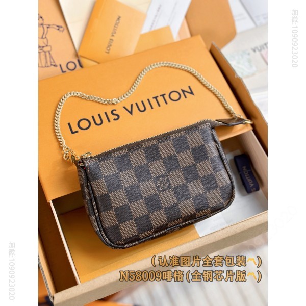 LV啡格手拿包 N58009 A级全钢 Mini Pochette Accessoires 台湾路易威登棋盘格手包
