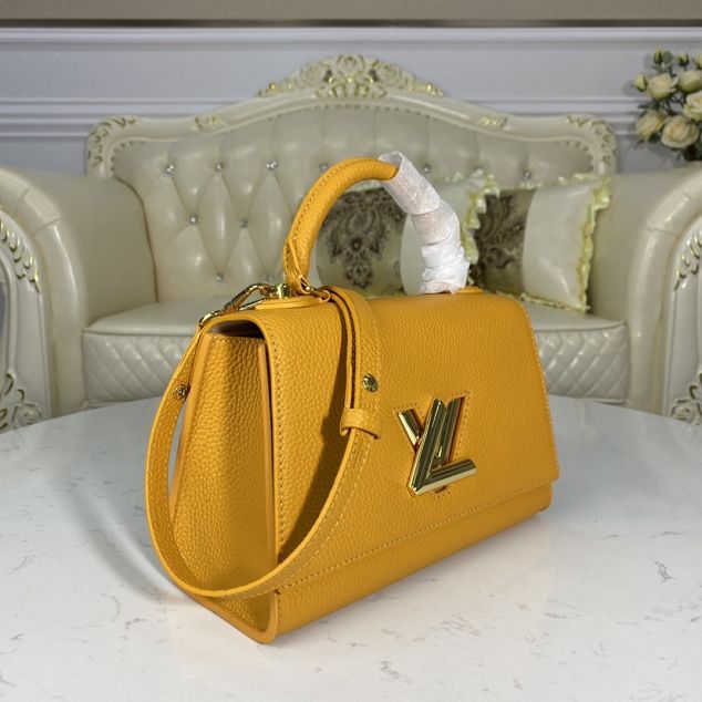 2021 louis vuitton original taurillon calfskin twist one handle bag pm M57136 yellow
