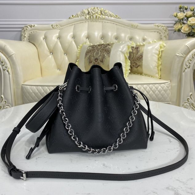 2021 louis vuitton original mahina leather bella bucket bag M57070 black
