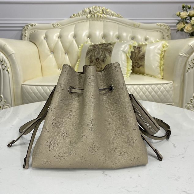 2021 louis vuitton original mahina leather bella bucket bag M57201 grey