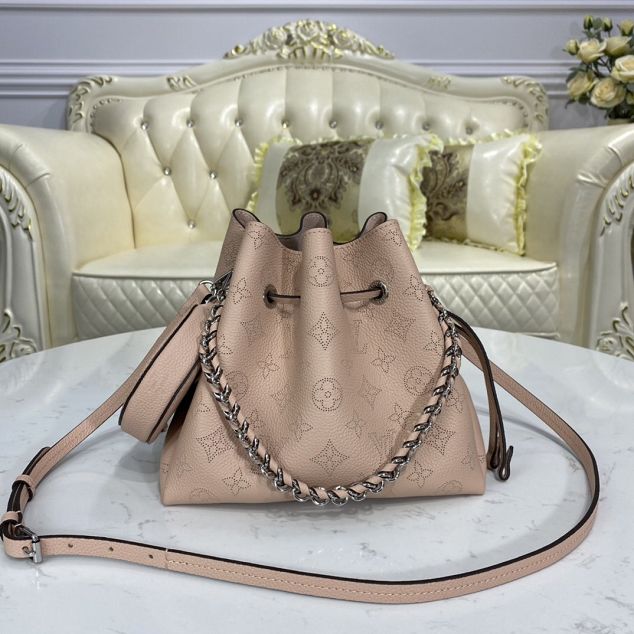 2021 louis vuitton original mahina leather bella bucket bag M57201 pink