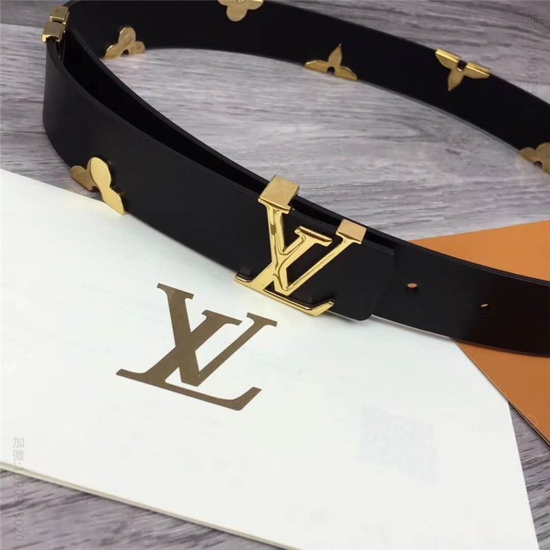 LV女士皮带/腰带 M9310 LV 路易威登 女神款 花卉装饰 进口牛皮 腰带 黑色 高仿LV皮带 原单LV腰带 A货LV M93101