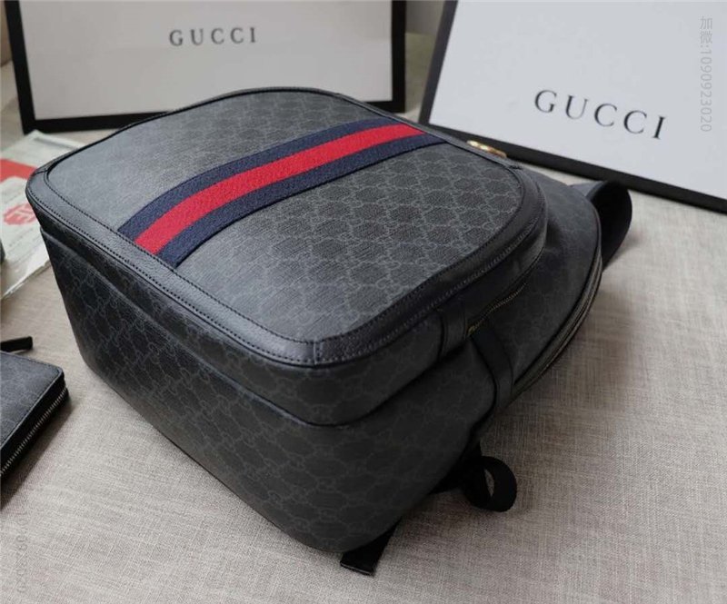 古驰背包 Gucci男士背包 Ophidia系列 GG高级人造帆布 古驰双肩背包 黑灰色 古驰双肩包 547967