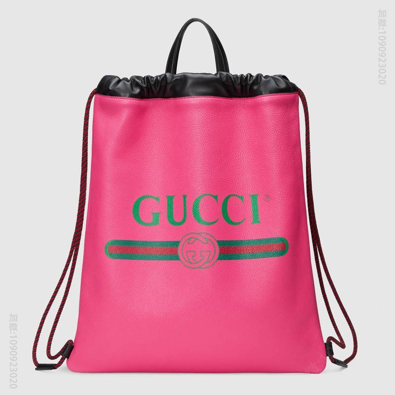 古驰背包 GUCCI Coco Capitán印花 真皮双提手 双肩手提包两用 玫红色 古驰双肩包 494053