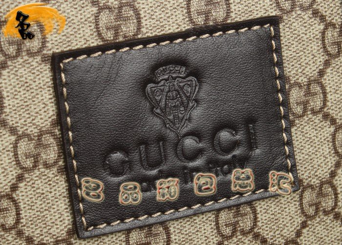 268481 Gucci手提包 古奇男包 GUCCI双G帆布 时尚休闲公文包 Gucci斜挎包 咖啡色