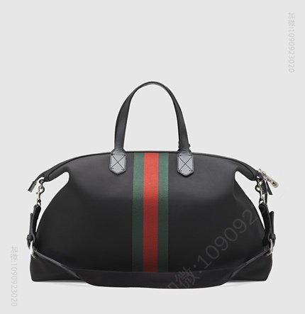 古驰旅行箱包 Gucci科技帆布行李包 Gucci 古驰 男士条纹提挎两用包 原单古驰旅行包 高仿古驰 353406