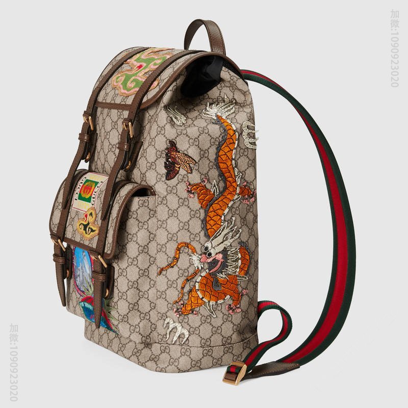 古驰旅行箱包 Gucci Courrier系列 柔软GG Supreme高级人造帆布 双肩包 乌木色 原单古驰旅行包 高仿古驰 473869