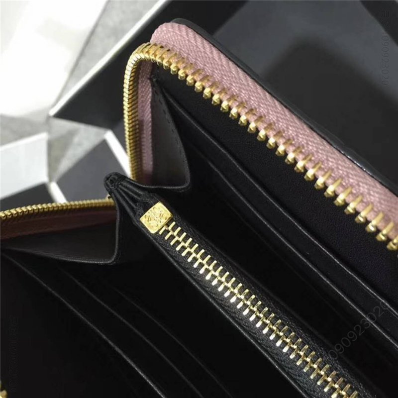 罗意威钱包 Loewe罗意威 Puzzle系列 牛皮长夹 拼色 拉链长款钱包 藕粉 原单罗意威钱夹 