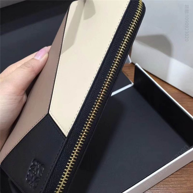 罗意威钱包 Loewe罗意威 Puzzle系列 牛皮长夹 拼色 拉链长款钱包 米色 原单罗意威钱夹 