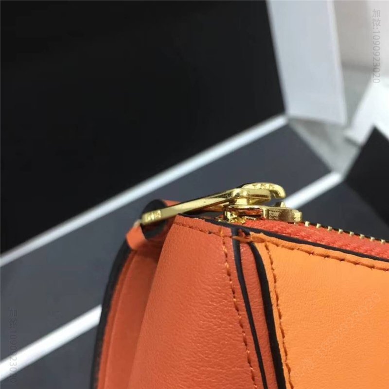 罗意威钱包 Loewe罗意威 Puzzle系列 牛皮长夹 拼色 拉链长款钱包 橙色 原单罗意威钱夹 