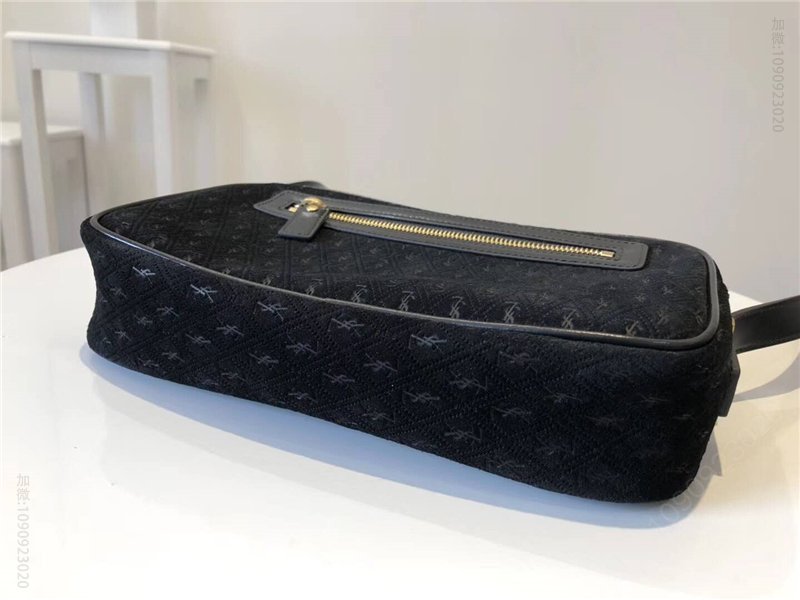 圣罗兰女包 YSL Monogram All Over 麂皮 圣罗兰肩包 YSL相机包 黑色 原单圣罗兰包包 