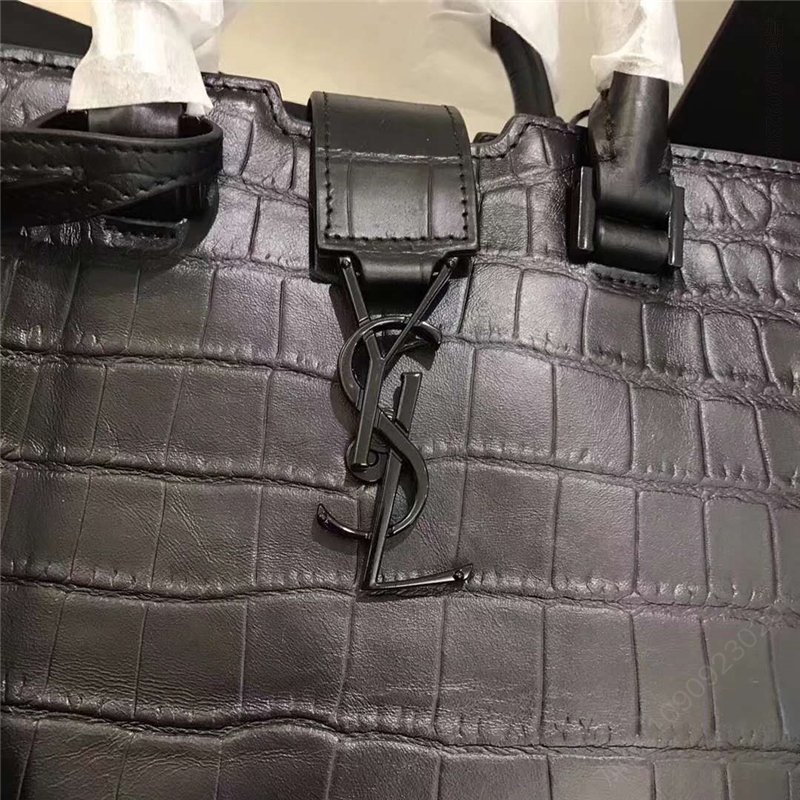 圣罗兰包包 圣罗兰 YSL手提斜跨包 南非皮 光滑皮 黑色鳄鱼纹 原单圣罗兰女包 
