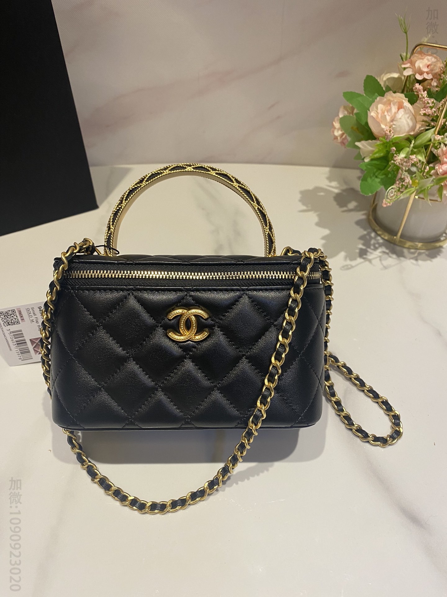 香奈儿化妆包 Chanel香奈儿小羊皮化妆包 23A新款 手柄WOC AP3383