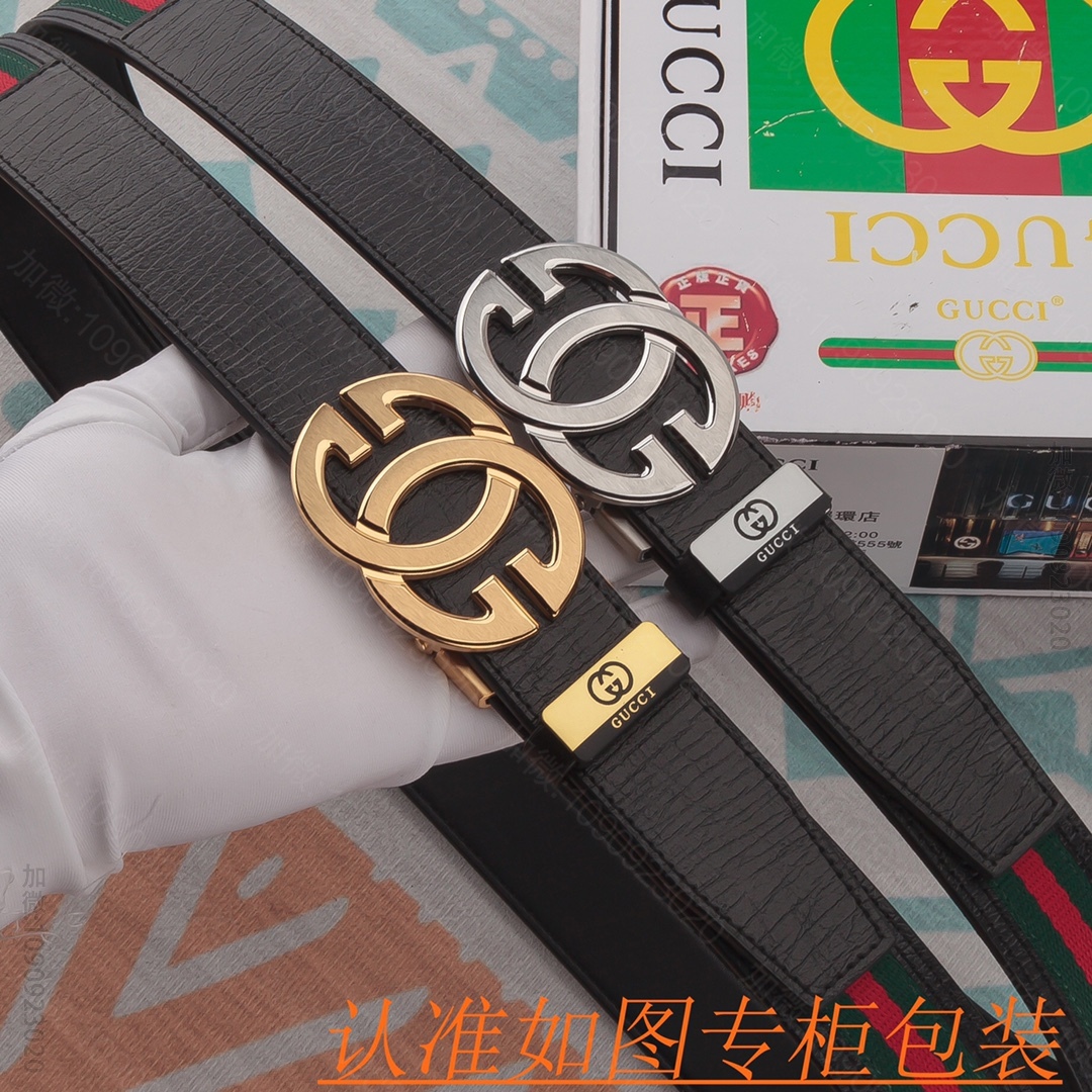 高仿古驰皮带 Gucci 古驰百分百头层牛皮腰带 专柜原单品质 古驰自动扣皮带 