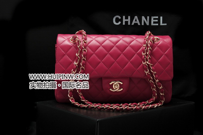 Chanel香奈儿经典翻盖包_香奈儿链条包玫红色
