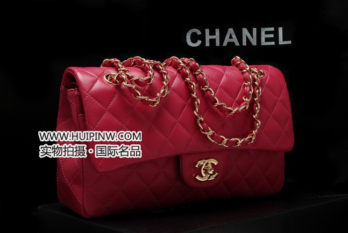 Chanel香奈儿经典翻盖包_香奈儿链条包玫红色