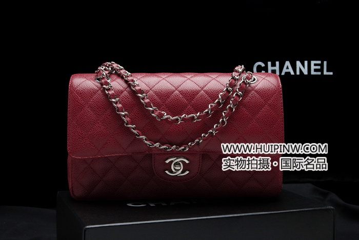 Chanel Classic Flap 香奈儿经典翻盖包_香奈儿球纹/鱼子酱红色链条包