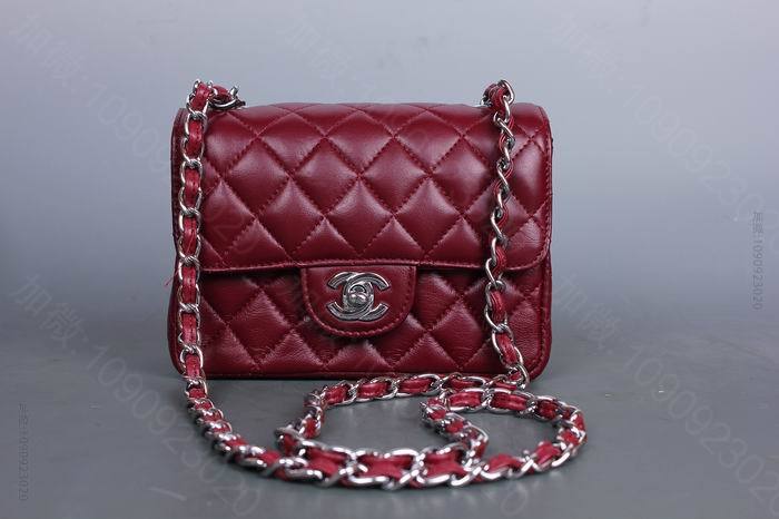 Chanel Mini Coco 香奈儿迷你小肩包 羊皮 枣红色银链