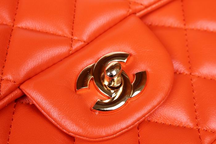 Chanel CF 香奈儿经典2.55 羊皮 橙色金链 加大号