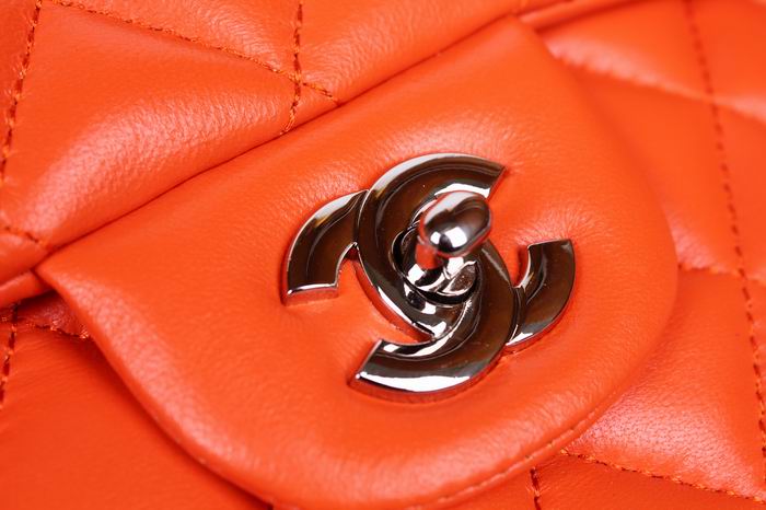 Chanel CF 香奈儿经典2.55 羊皮 橙色银链 加大号