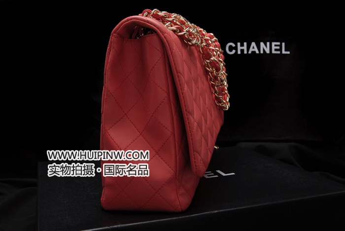Chanel香奈儿经典翻盖包_香奈儿羊皮橘红色金链链条包