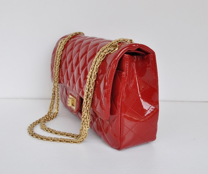 Chanel Reissue 2.55 香奈儿复刻翻盖包 漆皮 红色金链 中号