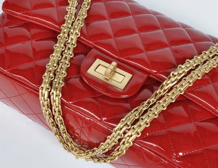 Chanel Reissue 2.55 香奈儿复刻翻盖包 漆皮 红色金链 中号