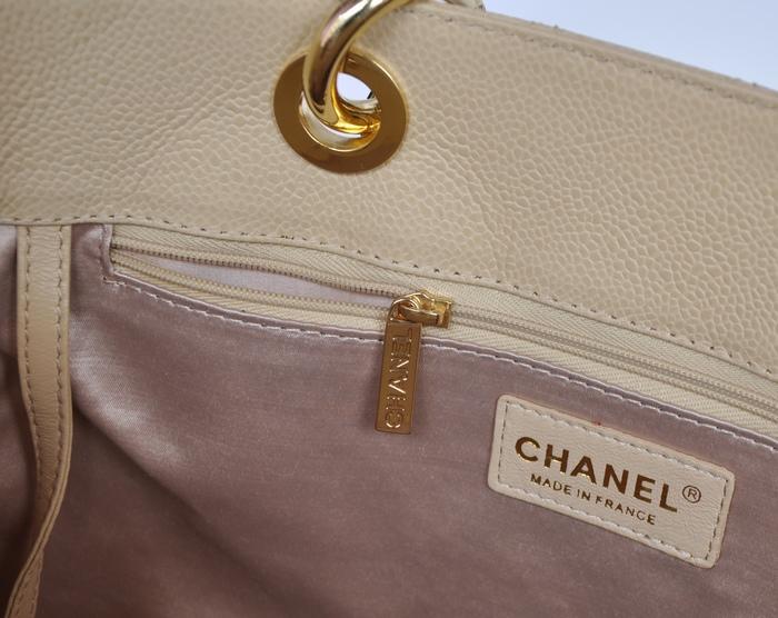 Chanel 香奈儿GST经典单肩包 球纹杏色金链